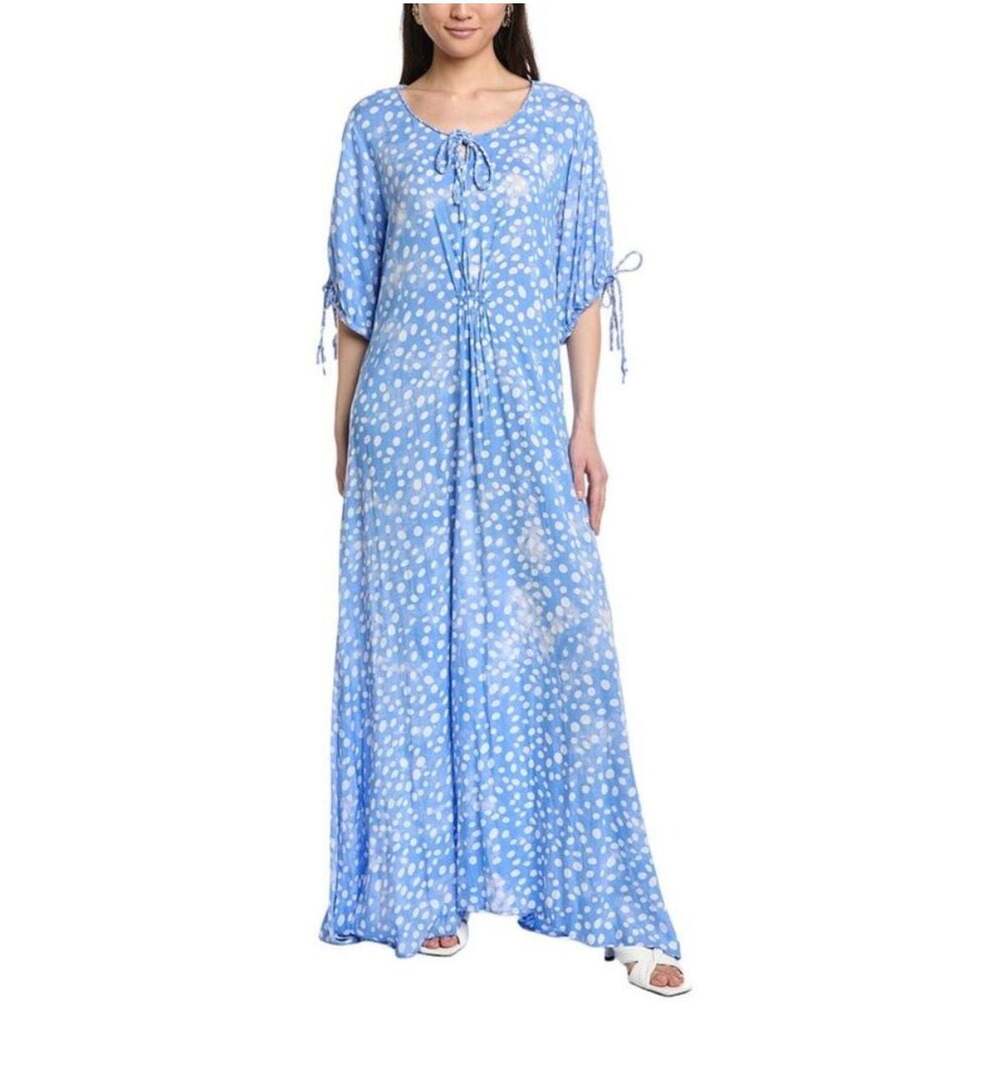 Tiare Hawaii Todos Santos Maxi Dress Blue White Polka Dot O/S